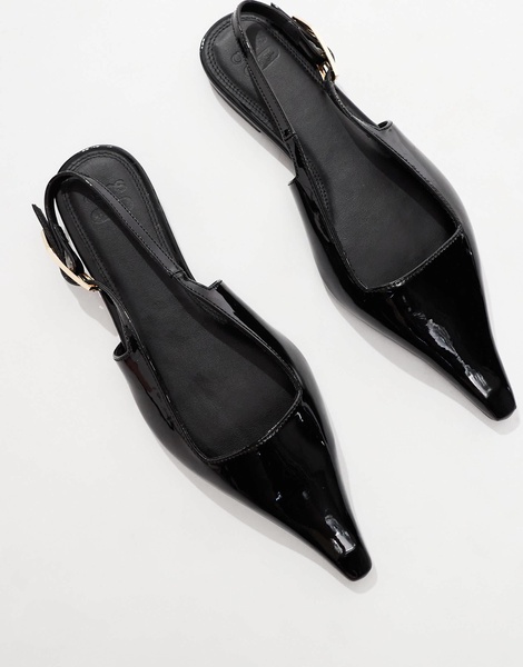 ASOS DESIGN Leash slingback ballet flats in black