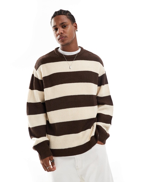 ASOS DESIGN oversized knit sweater brown stripe