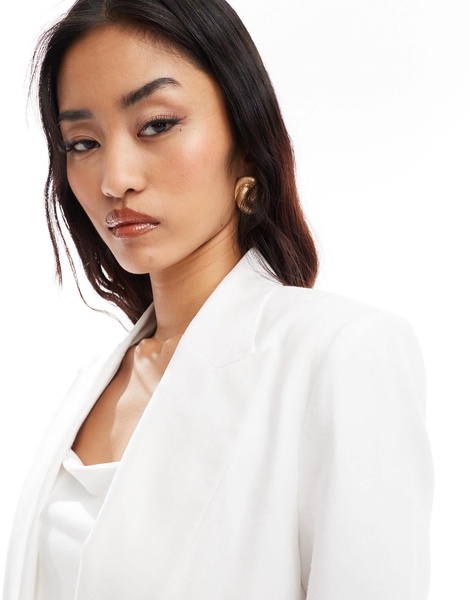 Mango linen relaxed blazer in white