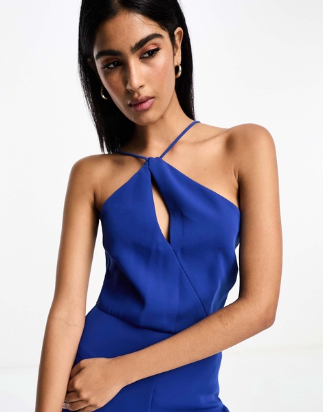 Mango asymmetric jumpsuit in blue