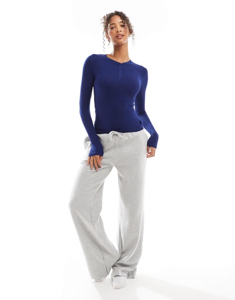 Cotton On sleep recovery henley long sleeve pajama top in blue