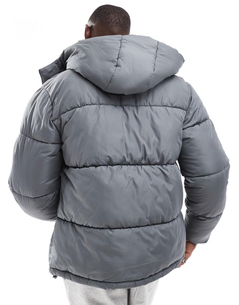 ASOS DESIGN puffer jacket with detachable hood in gray