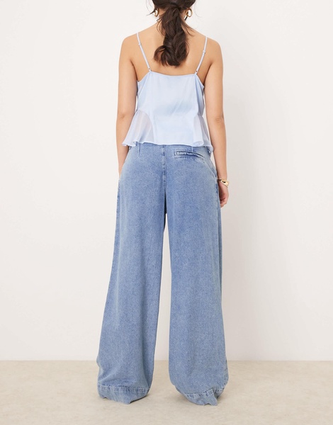 River Island tailored baggy jeans in midwash blue