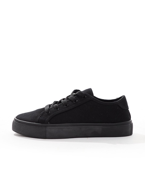 ASOS DESIGN Wide Fit Dizzy lace up sneakers in black drench