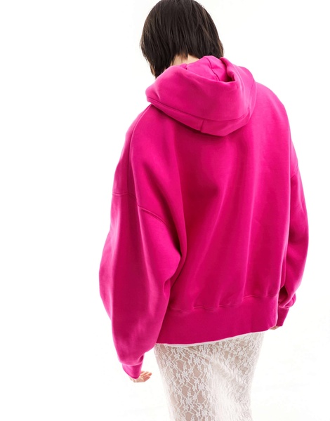 Nike mini swoosh extra oversized fleece cropped hoodie in fierce pink