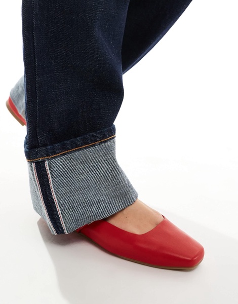 ASOS DESIGN Wide Fit Lottie Mary Jane ballet flats in red