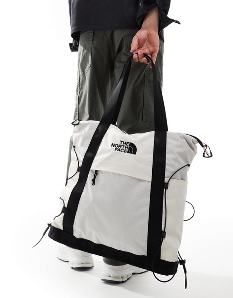 The North Face Borealis tote bag in white and black