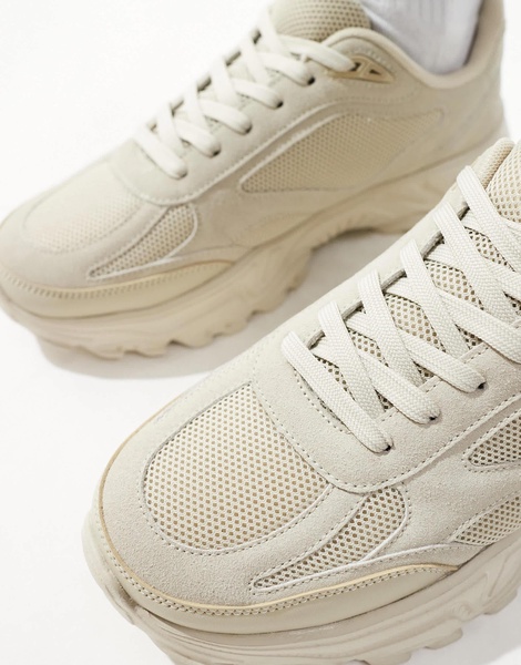 ASOS DESIGN sneakers in beige with mesh panels