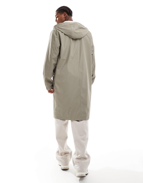 ASOS DESIGN longline rubberized windbreaker jacket in mushroom