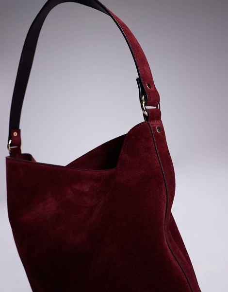 ASOS DESIGN suede tote bag in burgundy