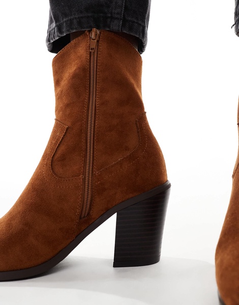 ASOS DESIGN Rational heeled western boots in brown