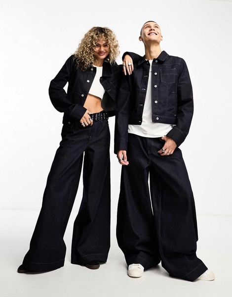 COLLUSION Unisex wide leg jeans in raw - part of a set