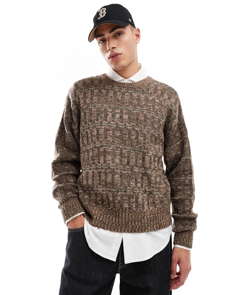 Cotton On vintage style knitted sweater in taupe pattern