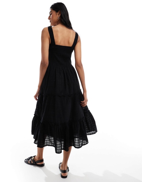 Cotton On maxi prairie dress in black