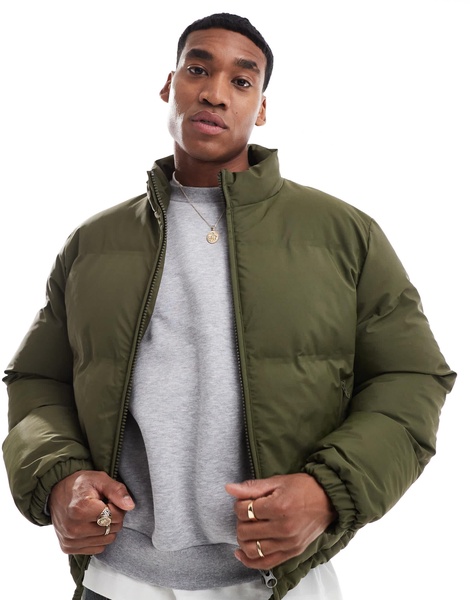 ASOS DESIGN cropped puffer jacket in green