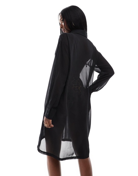 Threadbare beach shirt dress in black