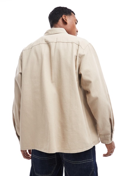 ADPT oversized twill overshirt in beige