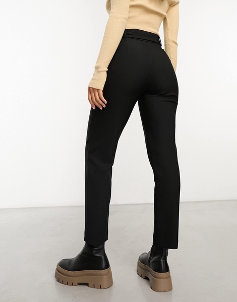 River Island belted peg pants in black