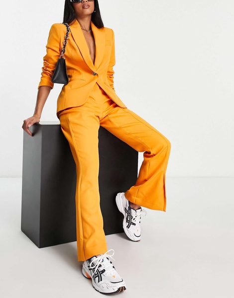 River Island Petite slit flare pants in orange - part of a set