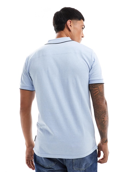 French Connection single tipped polo in sky blue