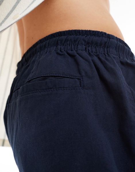 Brave Soul lightweight cotton elastic waist shorts in navy