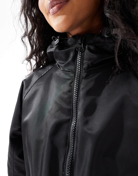 ASOS DESIGN borg lined longline raincoat in black