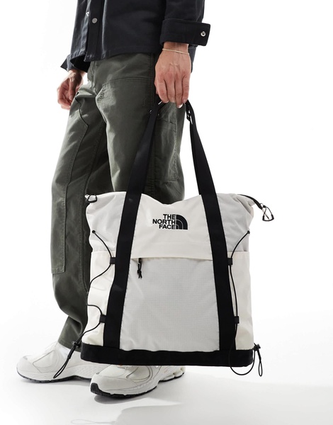 The North Face Borealis tote bag in white and black