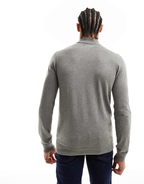 Threadbare Tall cotton turtleneck sweater in light gray heather