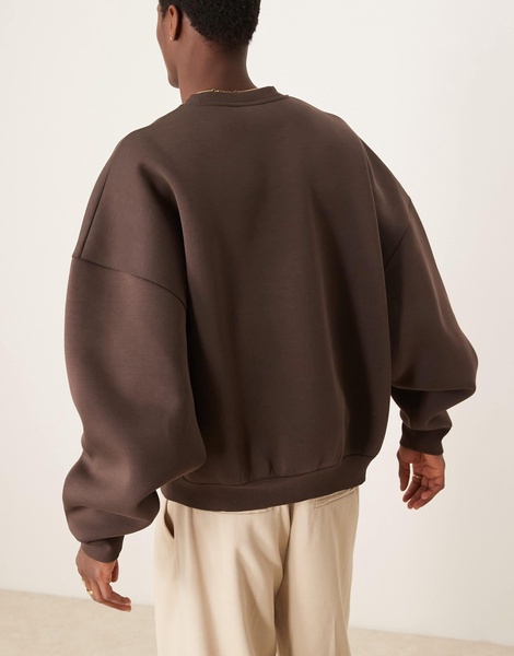 ASOS DESIGN heavyweight extreme oversized scuba sweatshirt in brown