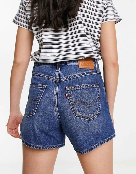 Levi's 80S mom shorts in dark wash blue