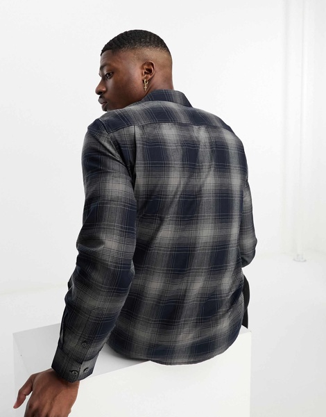 French Connection full zip check shirt in navy