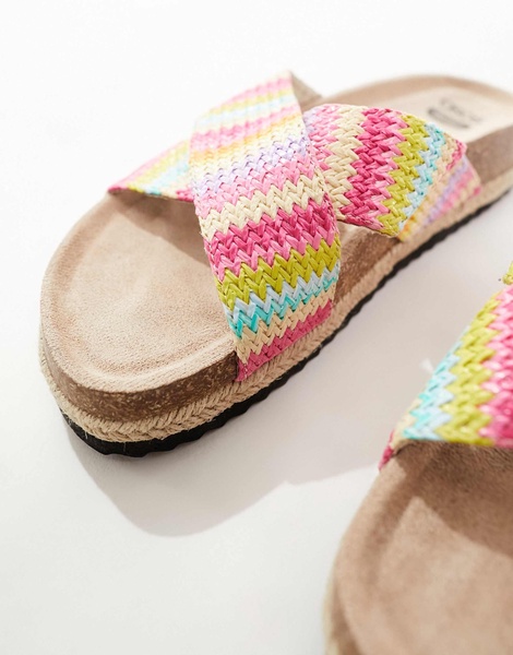 ASOS DESIGN Jessie flatform cross strap espadrille sandals in rainbow