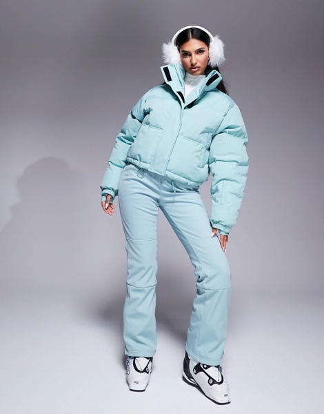 ASOS 4505 Ski boxy fit puffer ski jacket in turquoise