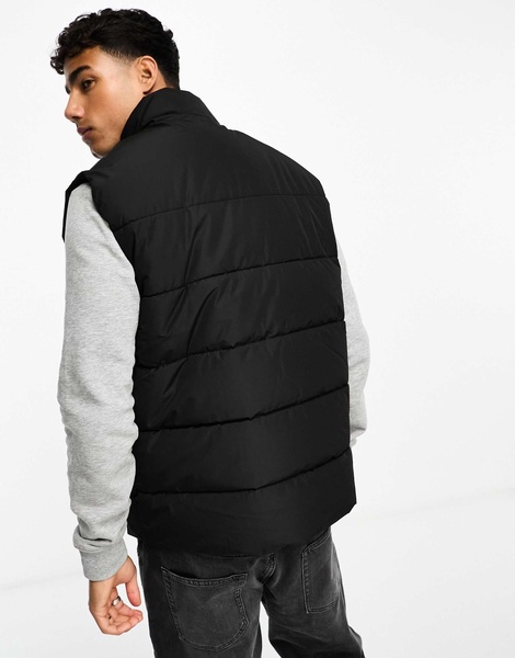 Only & Sons heavyweight puffer vest in black