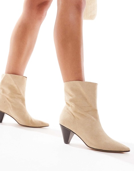 Truffle Collection cone heel ankle boots in sand