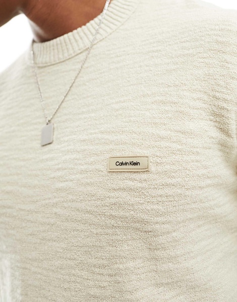 Calvin Klein winter slub crew neck sweater in cream