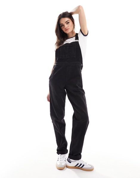 ASOS DESIGN denim overalls in washed black