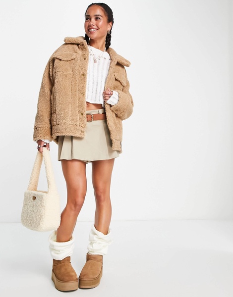 UGG Frankie sherpa trucker jacket in camel