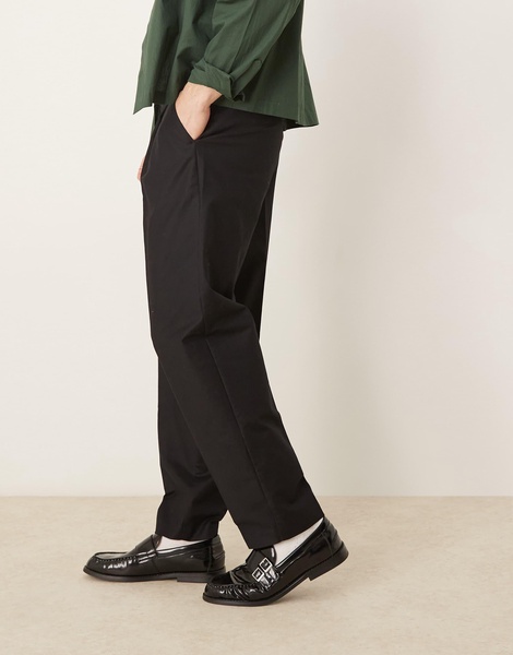 ASOS DESIGN oversized tapered dress pants with double pleats in black peach texture