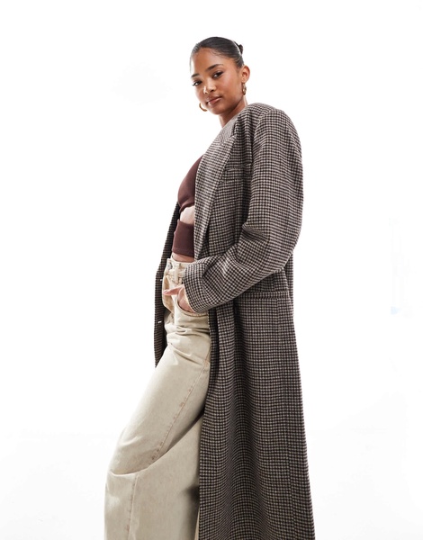 ASOS DESIGN cozy boucle dad coat in check