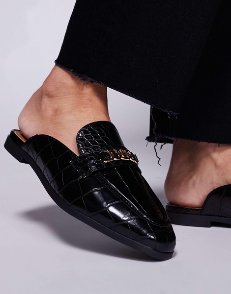 River Island backless mule loafers in black