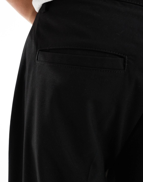 ADPT wide fit pants in black with front pleat