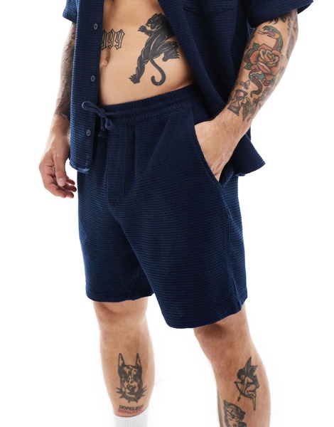 ONLY & SONS waffle shorts in navy - part of a set