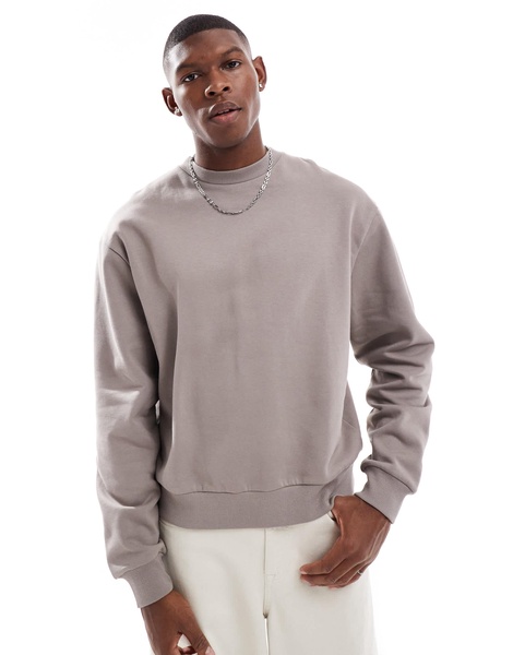 ASOS DESIGN boxy oversized sweatshirt with back print in gray