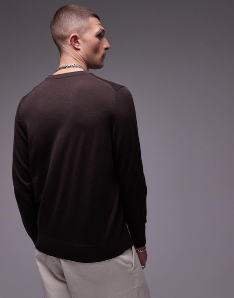 ARKET merino wool sweater with crew neck in brown