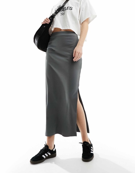 COLLUSION ribbed maxi skirt in gray