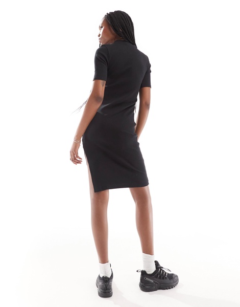 French Connection ribbed jersey turtle neck dress in black