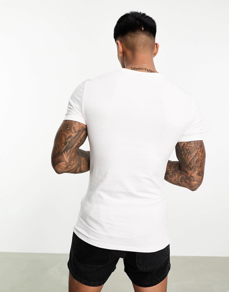 ASOS DESIGN essential 2 pack muscle fit t-shirts in black and white