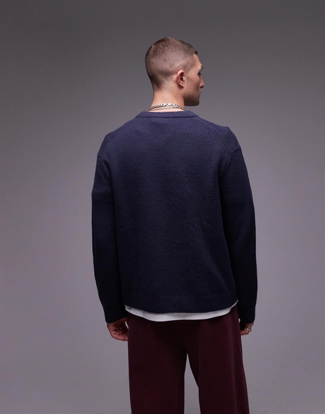 ARKET knit crew neck sweater in navy blue