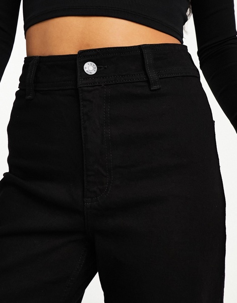 Mango raw hem wide leg jeans in black